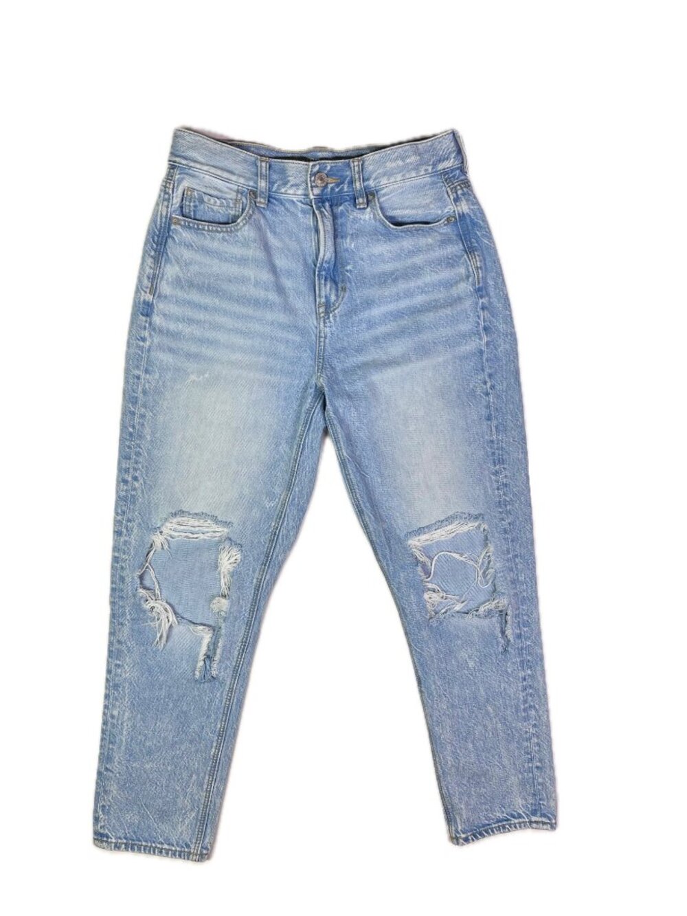 American Eagle Size 4 Short Mom Jean Distressed Holes 100% Cotton